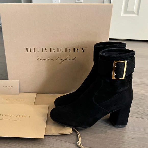 Burberry Trench Buckle Britannia 70 Suede Ankle Boots - Picture 4 of 13